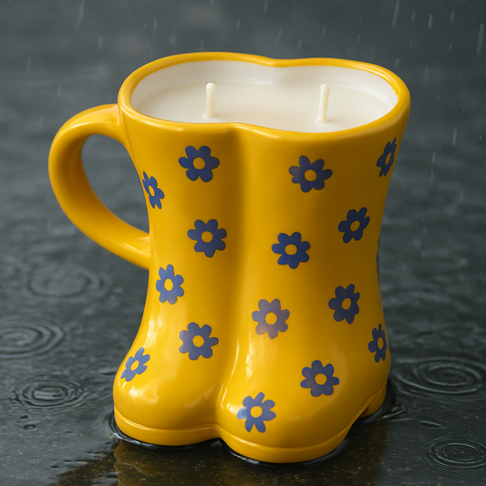 First blossom luxury large scented candle Welly boots mug