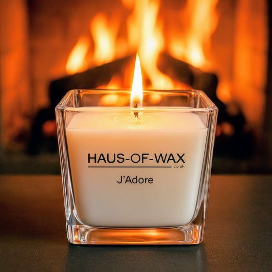J’adore-inspired luxury candle with floral fragrance notes of jasmine, rose, and bergamot in elegant packaging
