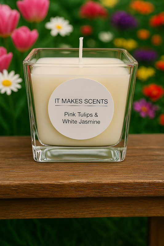 Pink Tulip & White jasmine Medium Luxury Scented Candle