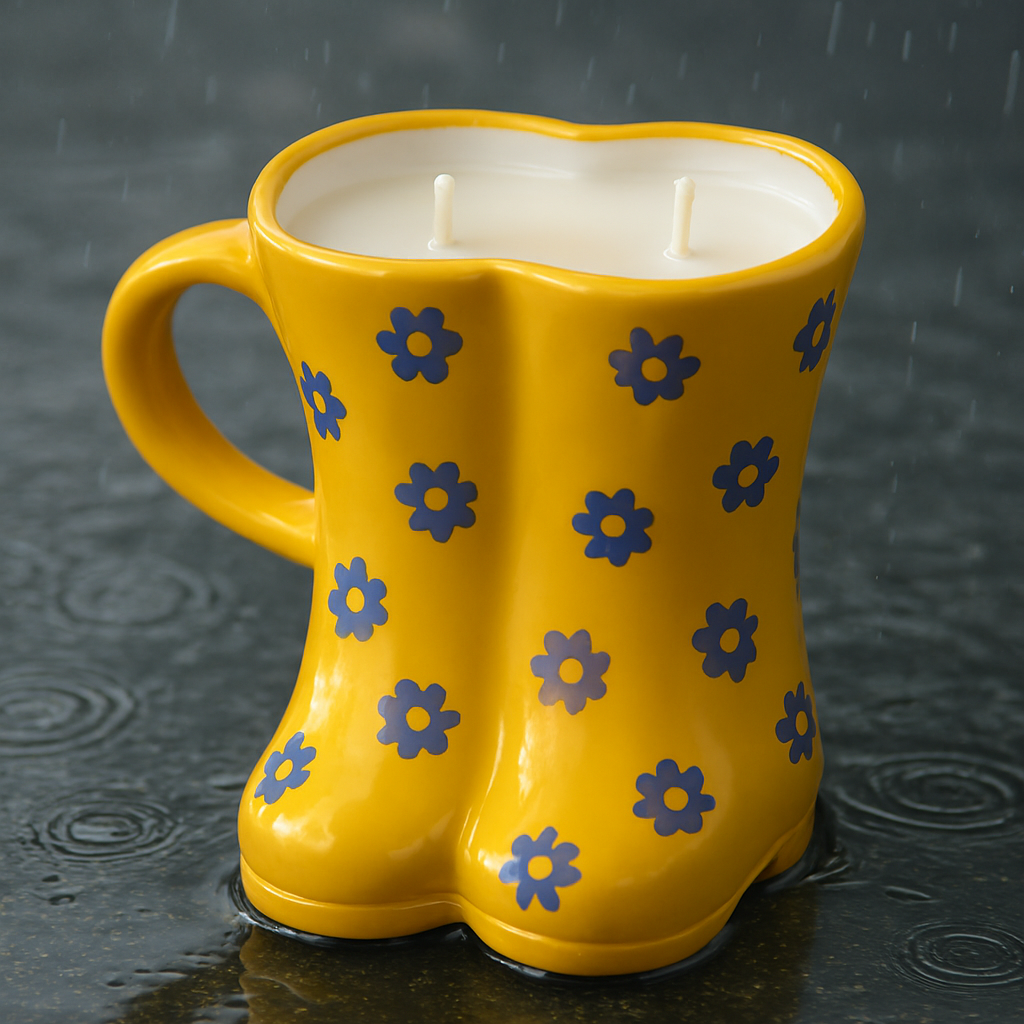First blossom luxury large scented candle Welly boots mug